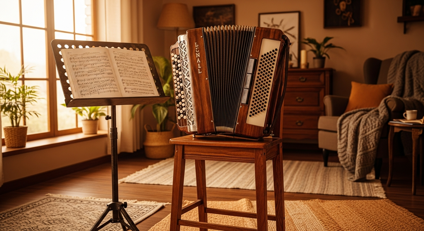 Уютная домашняя обстановка с баяном